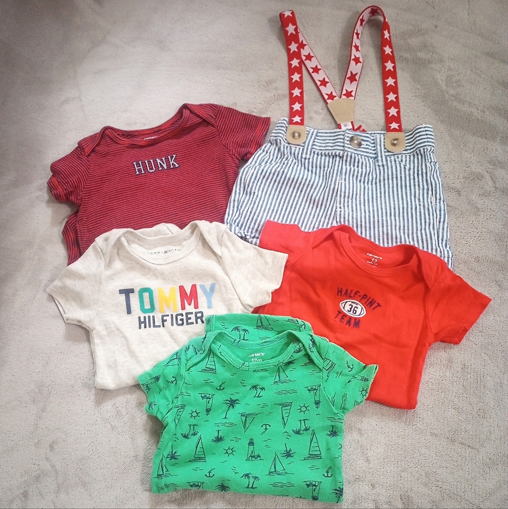 Boys 12 Mos Onesie & Overall Shorts Bundle